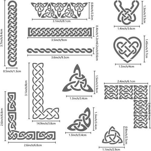 Miniatura 3 de GORGECRAFT Plantillas de plantillas de nudo de triquetra celta de metal de 6.3 pulgadas, símbolo vikingo, plantillas reutilizables para pintar