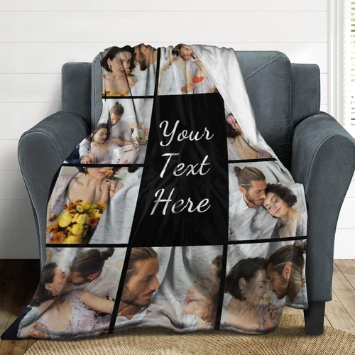 Miniatura 4 de D-Story Manta personalizada con fotos con cualquier texto - Mantas con imágenes personalizadas para Navidad, cumpleaños, regalos para parejas
