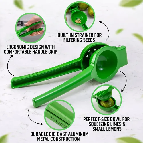 Miniatura 3 de Zulay - Exprimidor de lima de metal de alta calidad, exprimidor de cítricos, prensa manual para extraer la mayor cantidad de jugo posible, Verde