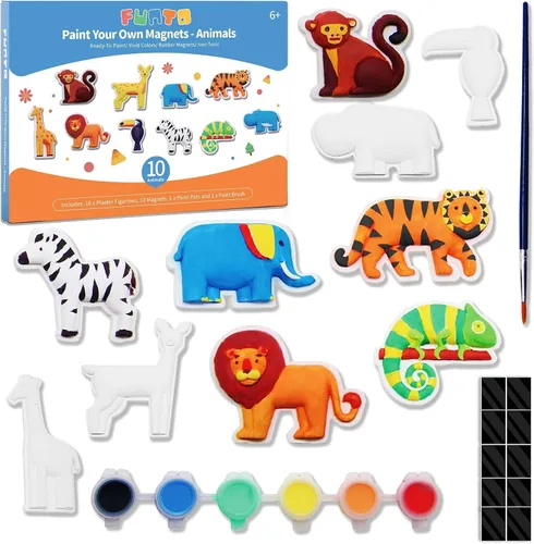 Miniatura 8 de Funto Kit de pintura de unicornio, juego de artes y manualidades, proyectos STEAM Actividad creativa juguetes de bricolaje, con 6 figuras, 6 macetas