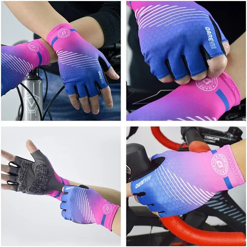 Miniatura 3 de Darevie Guantes de ciclismo, guantes de ciclismo de medio dedo, suaves y ligeros, guantes de ciclismo acolchados de gel que absorben los golpes