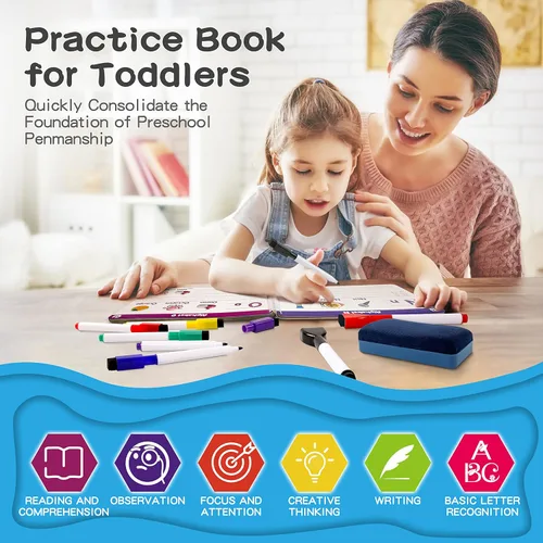 Miniatura 7 de Libros de rastreo de práctica de escritura a mano para niños de 3 a 5 años, actividad de aprendizaje preescolar Montessori, aprendizaje educativo