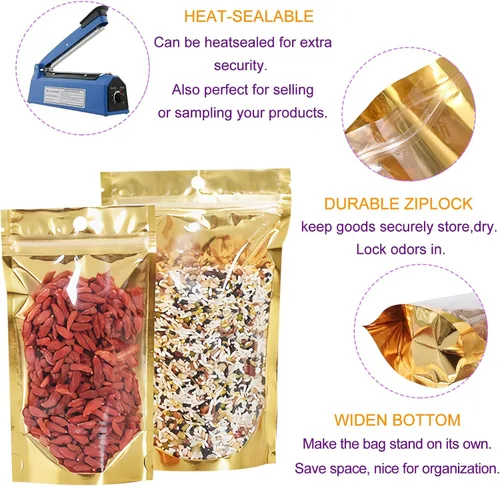 Miniatura 2 de Paquete de 100 bolsas a prueba de olores con ventana frontal transparente, 4 x 6 pulgadas, bolsas resellables de almacenamiento de alimentos, bolsas