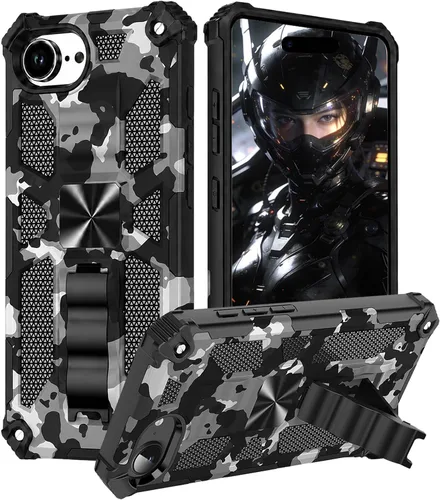 Miniatura 10 de CCSmall Funda de camuflaje para Apple iPhone 14 para hombres, protección resistente a prueba de golpes con función atril para iPhone 14 MC verde