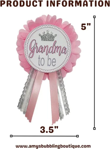 Miniatura 3 de Grandma to Be Pin Princess Pink Baby Shower It's a Girl for Nona to wear, Pink & Silver, Baby Sprinkle, Plata