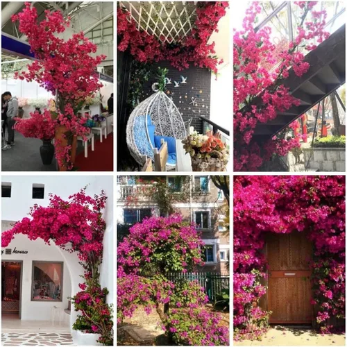 Miniatura 7 de Paquete de 8 tallos de flores artificiales, ramas de buganvilla de seda para centros de mesa de boda, camino de mesa, decoración