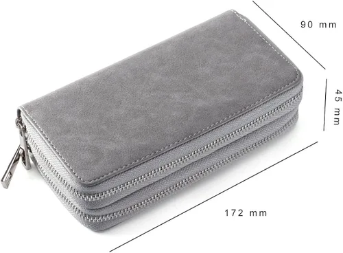 Miniatura 2 de Cartera de doble cierre para mujer, con correa de mano, para tarjetas, dinero en efectivo, monedas, celular