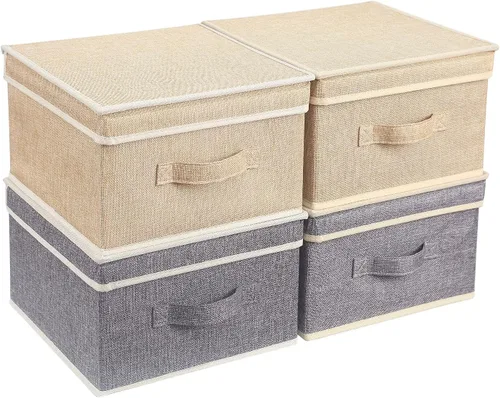 Miniatura 12 de Organizador de Cubos de Almacenamiento Contenedor 10.5" x 10.5" x 11" Cajas Grandes Canasta de Tela con Asas para Organizar Estantes Armario Ropa