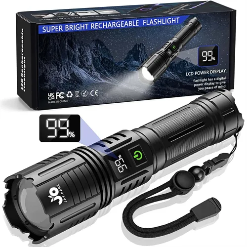 Miniatura 9 de JAY-PARK Flashlight Rechargeable 10000 Lumens, LED Flashlights High Lumens with 10800mAh Battery and LCD Power Display, Zoomable, 5 Lighting Modes
