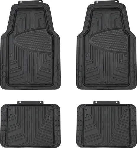 Amazon Basics - 4 alfombrillas de goma de alta calidad para automóviles, vehículos todoterreno y camiones, protección contra todo tipo de clima,
