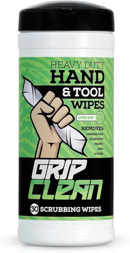 Miniatura 10 de Grip Clean Toallitas de Limpieza de Manos y Herramientas de Servicio Pesado – Limpiador de Manos Sin Agua para Mecánicos, Garaje y Taller