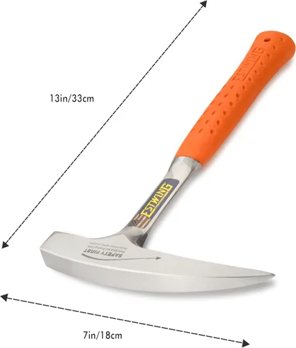 Miniatura 2 de ESTWING Rock Pick - Martillo de geología fabricado en Estados Unidos de 22 onzas con punta puntiaguda y agarre de reducción de impactos naranja