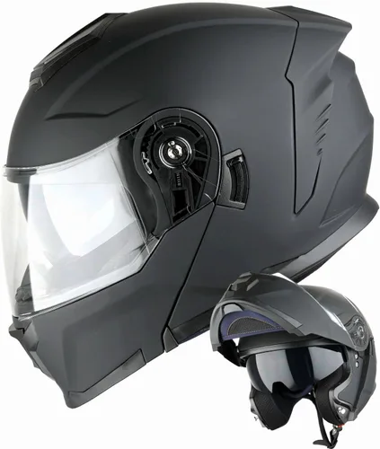 Miniatura 11 de 1Storm Casco modular de motocicleta para calle con doble visera abatible, protección solar de cara completa HJK920