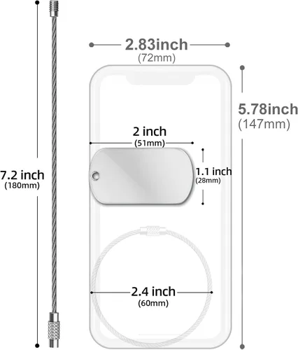 Miniatura 6 de Etiquetas de equipaje personalizadas para maletas y mochilas, etiquetas de nombre personalizadas de metal de acero inoxidable para niños, mujeres