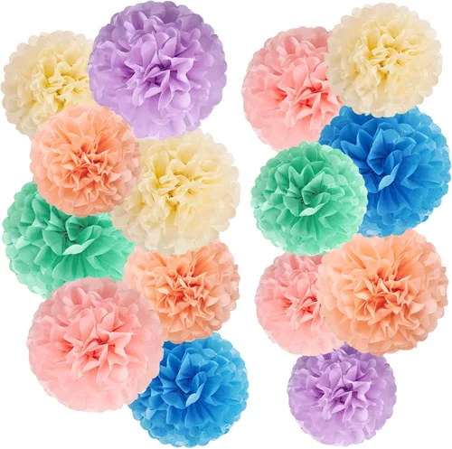 Miniatura 10 de Pompones de Papel de Seda Verde Oliva Salvia Decoraciones de Fiesta Safari Selva Flores de Papel Decoraciones Verde Natural Boho Decoración Colgante