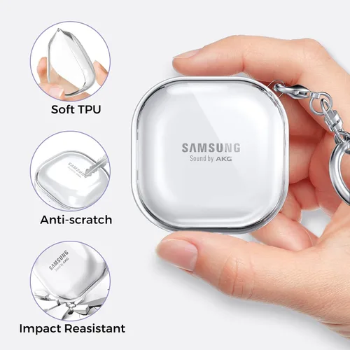 Miniatura 5 de AhaStyle Compatible con Samsung Galaxy Buds FE/S2 Pro/S2/Live Funda transparente [Anti-amarillamiento] (transparente)