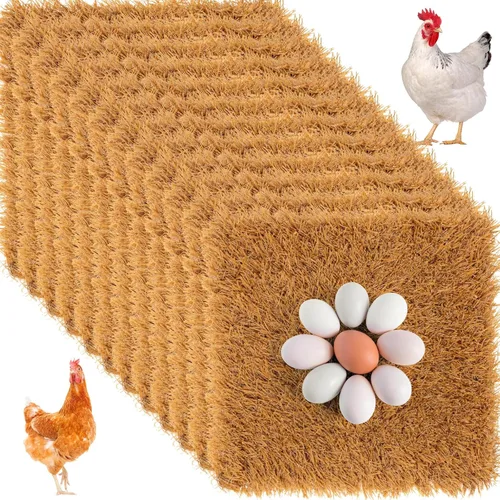 Zhengmy Juego de 12 almohadillas de anidación de pollos, caja nido, almohadillas de anidación lavables para gallinero, alfombra de césped Marrón