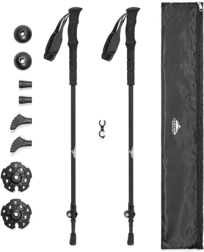 Miniatura 8 de Cascade Mountain Tech - Bastones de senderismo de fibra de carbono, bastones para caminar o hacer senderismo con seguros ajustables rápidos Verde