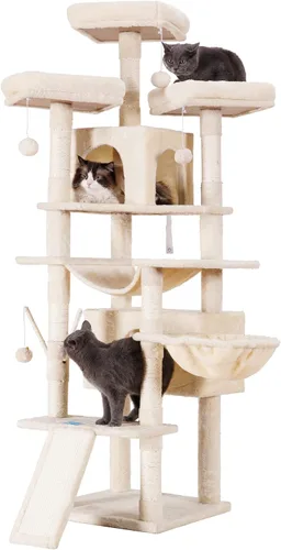 Miniatura 9 de Hey-brother Árbol de gato, torre XL grande de 71 pulgadas para gatos de interior, casa de gato de varios niveles con 3 asientos acolchados, rascador