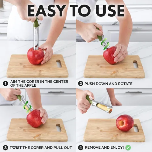 Miniatura 5 de Zulay Kitchen Herramienta Premium para Deshuesador de Manzanas - Hojas Ultra Afiladas de Acero Inoxidable y Serradas para Cortar Fácilmente - Fácil
