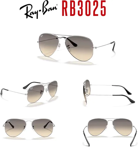 Miniatura 10 de Ray-Ban RB3025 - Lentes de sol de aviador de metal para hombre y mujer + paquete con kit de cuidado de gafas iWear de diseñador