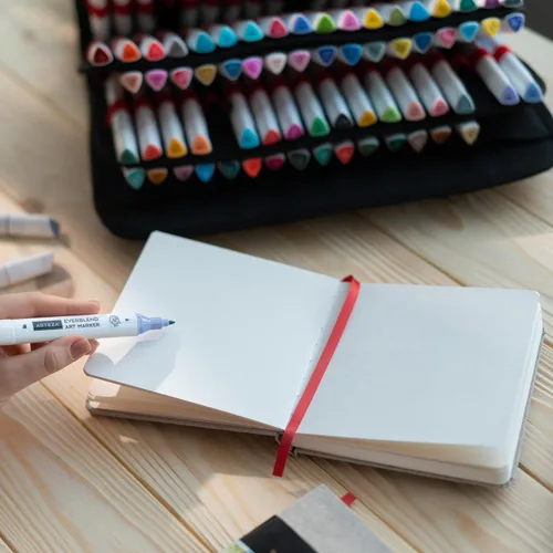 Miniatura 4 de ARTEZA Cuaderno de bocetos de acuarela, paquete de 3, 88 páginas cada una, 5.5 x 5.5 pulgadas, tapa dura gris, papel de 110 libras