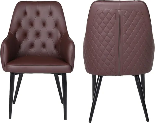 Miniatura 16 de Juego de 4 sillas de comedor modernas, tapizadas de piel sintética, sillas de comedor, silla de cocina, silla con brazo copetudo con patas de metal