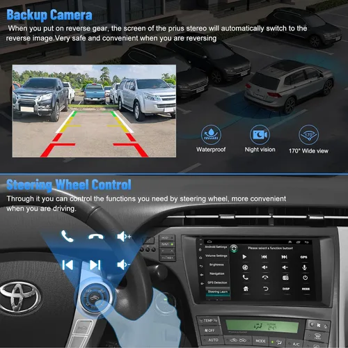 Miniatura 5 de Radio de coche para Toyota Prius 2010 2011 2012 2013 2014 2015 sin sistema de sonido J-B-L, pantalla táctil QLED de 9 pulgadas, compatible
