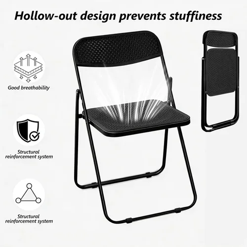 Miniatura 6 de Paquete de 2 sillas plegables de plástico, sillas plegables de plástico, sillas de fiesta portátiles para interiores y exteriores, asientos
