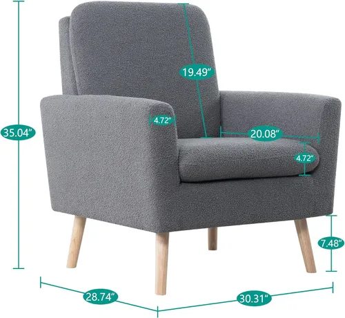 Miniatura 2 de Naomi Home Frida Mid - Century - Juego de 2 sillas decorativas con marco de madera duradera, juego de 2 sillas de lectura con reposabrazos, silla