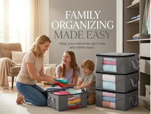 Miniatura 9 de Contenedores de almacenamiento para ropa, bolsas de armario, contenedores de 35 L, cajas organizadoras de ropa para organizar mantas, sábana