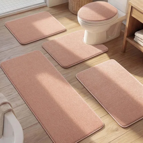 Miniatura 8 de YIHOUSE Juego de alfombras de baño de 2 piezas, juego de alfombrillas de baño de espuma viscoelástica gris oscuro antideslizante de secado rápido