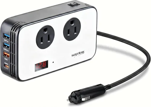 inversor de corriente para coche de 300 W, adaptador de toma de corriente para coche CC 12 V a CA 110 V con USB-C PD 25W, QC3.0 y pantalla LCD para