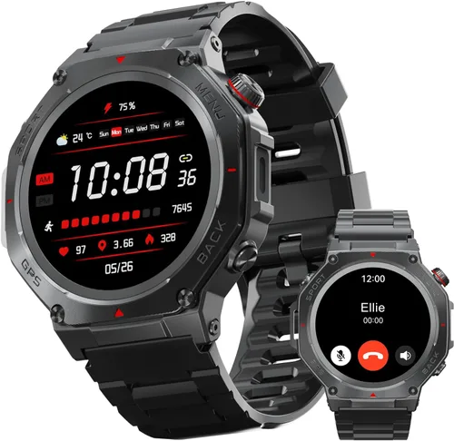Reloj inteligente militar para hombres y mujeres, pantalla táctil HD de 1.5 pulgadas, reloj inteligente con rastreador de actividad física,