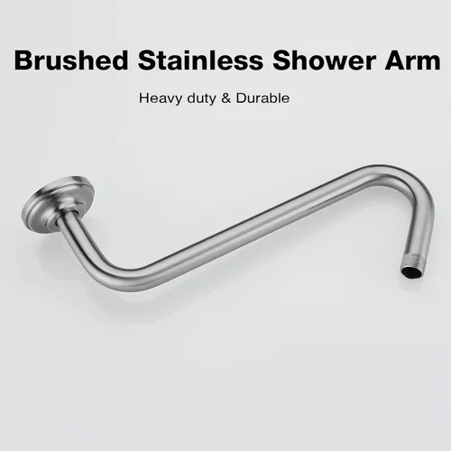 Miniatura 2 de TRUSTMI Brazo de ducha en forma de S de 12 pulgadas con brida resistente montado en la pared, tubo de extensión de cabezal de ducha con 9 pulgadas