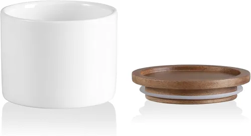 Miniatura 51 de Sweejar Kitchen Canisters - Tarro de cerámica para almacenamiento de alimentos, recipientes apilables con sello hermético y tapa de madera