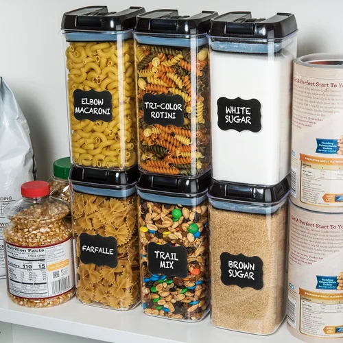 Miniatura 5 de Shazo Contenedores herméticos para almacenamiento de alimentos con tapas - 6 unidades de contenedores de cereal de plástico transparente sin BPA
