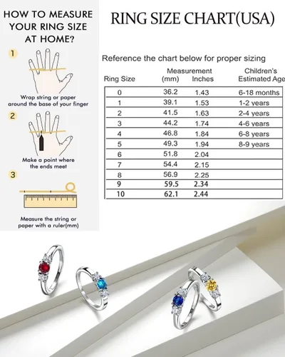 Miniatura 6 de Anillos clásicos de piedra natal para niñas y mujeres, tallas 1-10, circonita cúbica, acero inoxidable, anillo de cumpleaños, para madre, hija