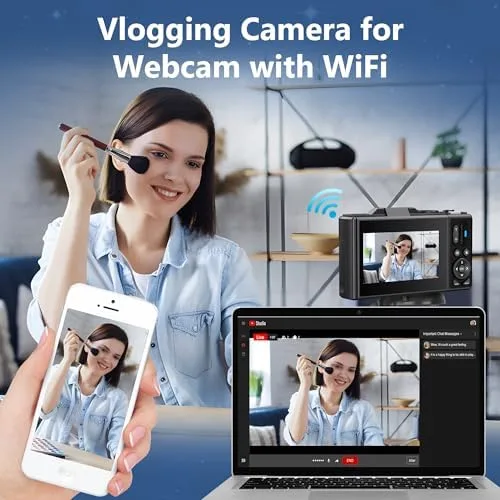 Miniatura 4 de Zunate Zunateyk6vg30wnx-12 - Cámara digital retro de 64 MP, cámara de vlogging 4K UHD vintage con zoom de 18X, enfoque automático, pantalla abatible