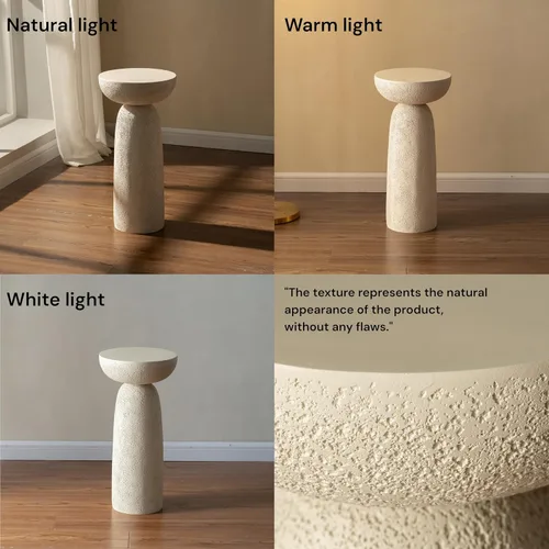 Miniatura 3 de Mesa auxiliar con pedestal, forma redonda moderna para decoración del hogar, inspirada en la piedra con diseño de reloj de arena, mesa auxiliar