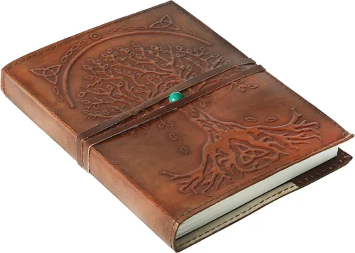 Miniatura 2 de Diario de cuero marrón de 7 x 5 pulgadas, rellenable, de papel, con forro, árbol de la vida, cuaderno de escritura hecho a mano, cuaderno de notas