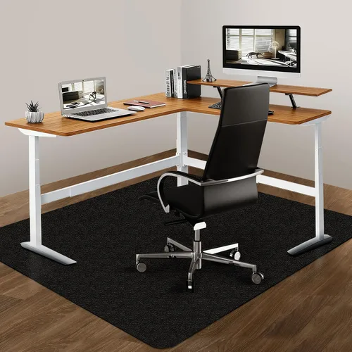 Tapete para silla de oficina para suelo de madera dura: 63 x 51 pulgadas, extra grande, color negro, tapete de goma antideslizante para silla
