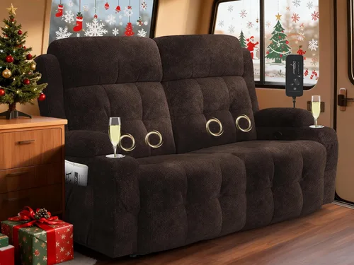 Miniatura 12 de Sofá Reclinable Loveseat para RV, Sofá Reclinable de Masaje de 3 Asientos Abrazador de Pared con USB, Bolsillos Integrados, Portavasos, Sofás Cama