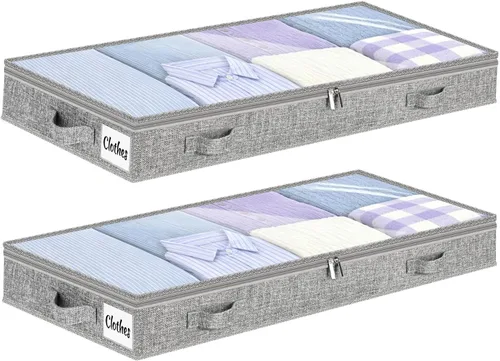 Miniatura 24 de Contenedores de almacenamiento debajo de la cama, paquete de 2 unidades, 4 pulgadas delgado de perfil bajo debajo de la cama, organizador