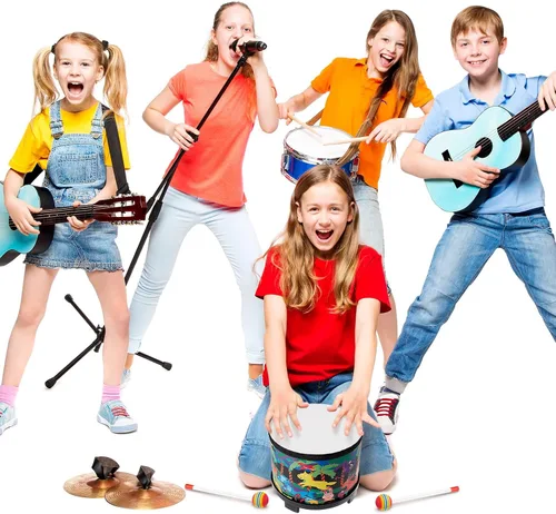 Miniatura 3 de Floor Tom Drum - Tambor de música de 8 pulgadas con 2 palos, instrumentos musicales para niños, instrumentos de percusión para niños, niñas, bebés