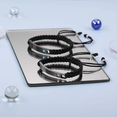 Miniatura 4 de MeMeDIY - Pulsera personalizada con nombre y fecha grabadas para mujeres hombres niñas niños parejas tobillera ajustable hecha a mano cuerda