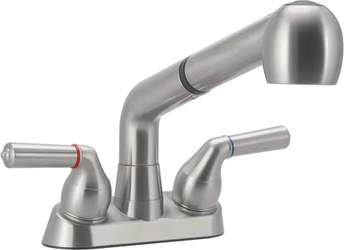 Grifo de lavabo utilitario, grifo de lavadero con rociador extraíble, grifo de plástico ABS, centro de 4 pulgadas, instalación de 3 agujeros, no