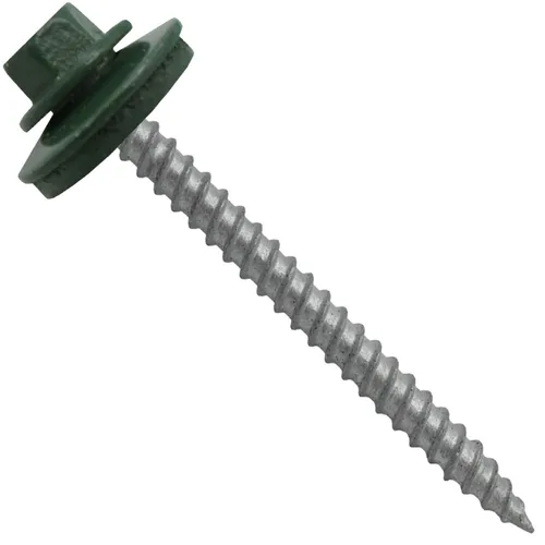 Miniatura 13 de 12 tornillos para techos de metal gris ABC de 2-1/2 pulgadas, cabezal de arandela hexagonal, arranque automático/roscado, arandela EPDM. 1 bolsa