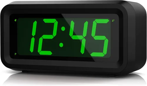 Miniatura 8 de KWANWA Reloj Despertador, Reloj Digital, Pantalla Constantemente de Dígitos LED Azules de 1.2'', Funciona con Baterías, Repetición, Reloj de Pared