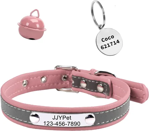 Miniatura 13 de Collares de gato reflectantes personalizados con etiqueta de nombre y placa, collar de gato personalizado grabado con nombre y teléfono, collar